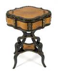 A French Burlwood and Ebonized Jardiniere on Stand