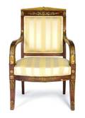 An Empire Style Gilt Metal Mounted Fauteuil