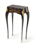 A Louis XV Style Black Lacquer and Chinoiserie Occasional Table
