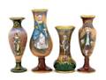 A Collection of Four French Enamel on Copper Cabinet Vases