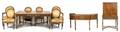 A Neoclassical Style Painted and Parcel Gilt Dining Suite