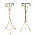 A Pair of Neoclassical Marble Brass and Steel Pedestals