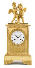 A Neoclassical Gilt Bronze Mantle Clock