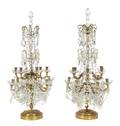 A Pair of Gilt Bronze and Cut Crystal TwelveLight Girandoles