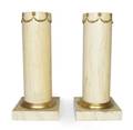 A Pair of Marbleized and Gilt Metal Mounted Columns