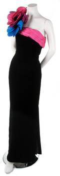 A Lillie Rubin Black Velvet Evening Gown
