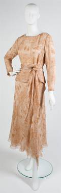 A Galanos Russet and Rose Silk Chiffon Two Piece Ensemble