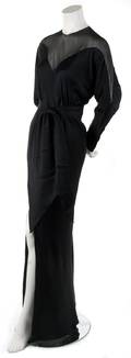 A Halston Black Silk Evening Gown
