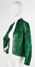 A Halston Green Silk Chiffon Beaded Evening Jacket