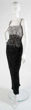 A Black and Silver Long Evening Gown