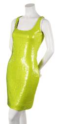 A Stephen Sprouse Neon Green Sequin Dress