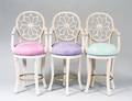 SET OF THREE PAINTED WOOD BAR ARM CHAIRS
