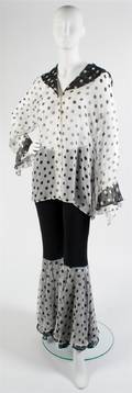 A Gianni Versace Black and White Polka Dot Chiffon Ensemble