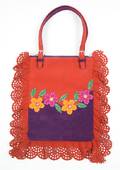 A Moschino Red and Purple Suede Tote