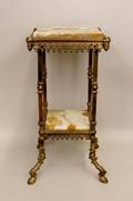 Victorian Brass and Onyx Plant Stand