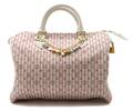 A Louis Vuitton Pink Striped Cotton Canvas Speedy Bag with Charm Keychain