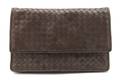 A Bottega Veneta Grey Woven Leather Clutch