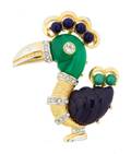 A Hattie Carnegie Blue and Green Toucan Brooch