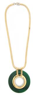 A Lanvin Green Faux Jade Disc Pendant