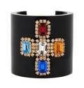A Chanel Black Lucite Maltese Cross Oversized Cuff