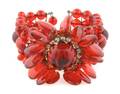 A Miriam Haskell Red Beaded Floral Wrap Bracelet