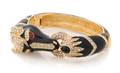 A Ciner Black Enameled Horse Bangle Bracelet