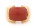 An 18 Karat Yellow Gold and Coral Ring