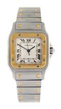 An 18 Karat Yellow Gold and Stainless Steel Quartz Santos Wristwatch Cartier