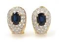 A Pair of 18 Karat Yellow Gold Sapphire and Diamond Earrings