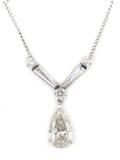 A 14 Karat White Gold and Diamond Necklace