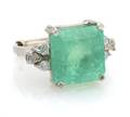 A Platinum Emerald and Diamond Ring