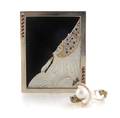 A Silver 14 Karat Yellow Gold MotherOfPearl Black Jade Ruby and Diamond BroochPendant Erte