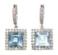 A Pair of 18 Karat White Gold Aquamarine and Diamond Earrings
