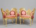 PAIR OF LOUIS XV STYLE GILTWOOD AND CANE MARQUISE