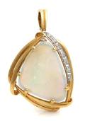 An 18 Karat Yellow Gold Opal and Diamond Pendant
