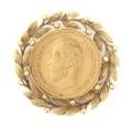 An 18 Karat Yellow Gold and 1898 Russian Gold Coin Brooch