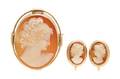 A Group of 14 Karat Yellow Gold and Shell Cameo Jewelry