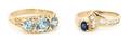 Two 14 Karat Yellow Gold and Gemstone Rings