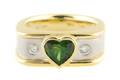 An 18 Karat White and Yellow Gold Chrome Tourmaline and Diamond Ring