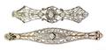 Two 14 Karat White Gold and Diamond Bar Pins