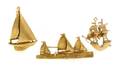 A Set of Three 14 Karat Yellow Gold Ship Brooches