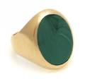 A 14 Karat Yellow Gold and Malachite Ring