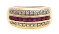A 14 Karat Yellow Gold Diamond and Ruby Ring