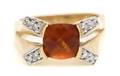 A 14 Karat Yellow Gold Diamond and Citrine Ring