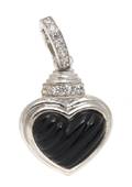 A Sterling Silver Black Onyx and Cubic Zirconia Pendant Judith Ripka