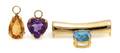 A 14 Karat Yellow Gold Blue Topaz Citrine and Amethyst Interchangeable Pendant Set