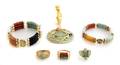 A Group of Six Jadeite Jewelry Items