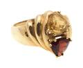 A 14 Karat Yellow Gold Garnet and Citrine Ring