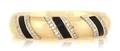 A 14 Karat Yellow Gold Diamond and Black Enamel Hinged Bangle Bracelet