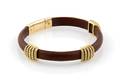An 18 Karat Yellow Gold Diamond and Brown Rubber Bracelet